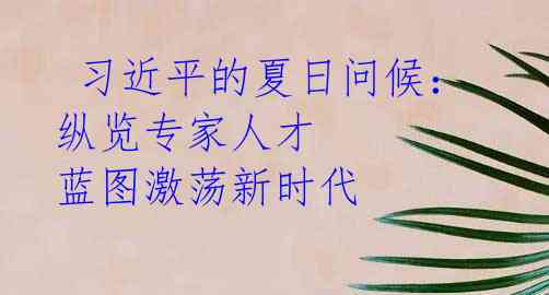 习近平的夏日问候:纵览专家人才 蓝图激荡新时代