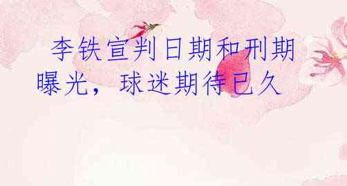 李铁宣判日期和刑期曝光,球迷期待已久