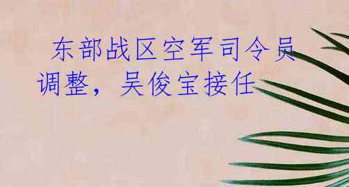 东部战区空军司令员调整,吴俊宝接任