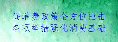 促消费政策全方位出击 各项举措强化消费基础