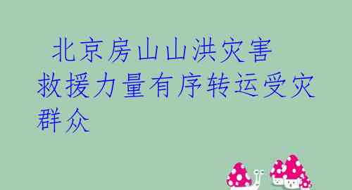  北京房山山洪灾害 救援力量有序转运受灾群众 