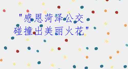 "感恩菏泽公交 碰撞出美丽火花"