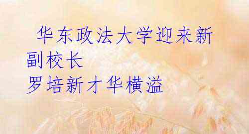 华东政法大学迎来新副校长 罗培新才华横溢