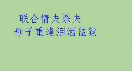 联合情夫杀夫 母子重逢泪洒监狱