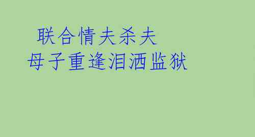  联合情夫杀夫 母子重逢泪洒监狱 