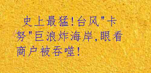 史上最猛!台风"卡努"巨浪炸海岸,眼看商户被吞噬!
