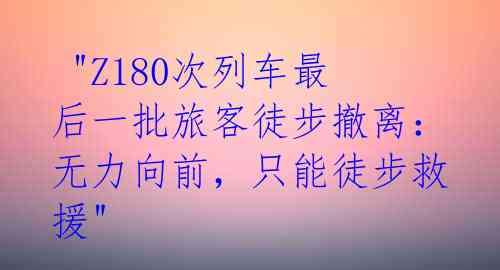  "Z180次列车最后一批旅客徒步撤离：无力向前，只能徒步救援" 