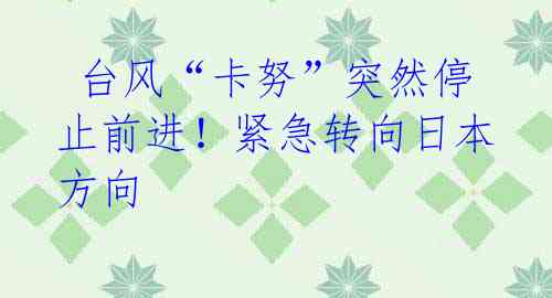 台风“卡努”突然停止前进!紧急转向日本方向