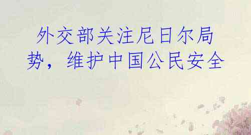  外交部关注尼日尔局势，维护中国公民安全