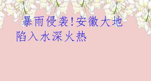  暴雨侵袭!安徽大地陷入水深火热