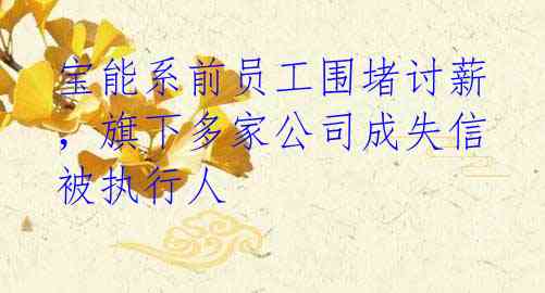 宝能系前员工围堵讨薪，旗下多家公司成失信被执行人