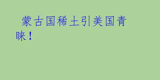 蒙古国稀土引美国青睐!