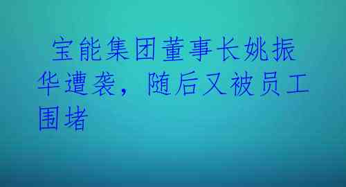  宝能集团董事长姚振华遭袭，随后又被员工围堵 