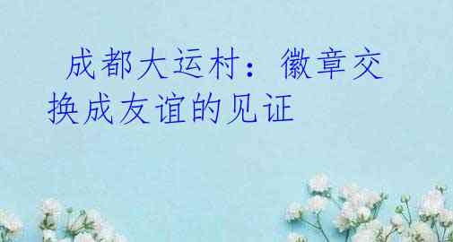 成都大运村:徽章交换成友谊的见证