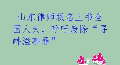 山东律师联名上书全国人大,呼吁废除“寻衅滋事罪”