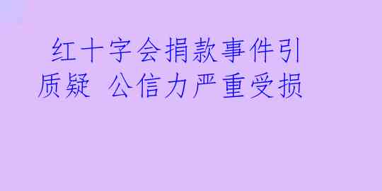 红十字会捐款事件引质疑 公信力严重受损