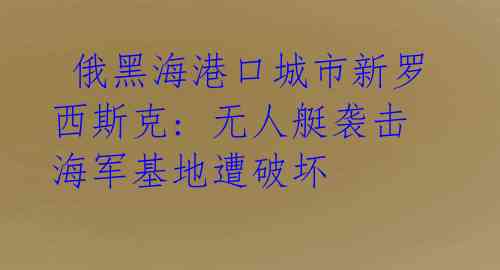 俄黑海港口城市新罗西斯克: 无人艇袭击海军基地遭破坏
