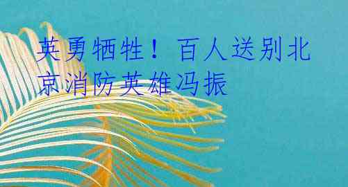 英勇牺牲!百人送别北京消防英雄冯振
