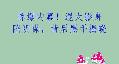 惊爆内幕!混太影身陷阴谋,背后黑手揭晓