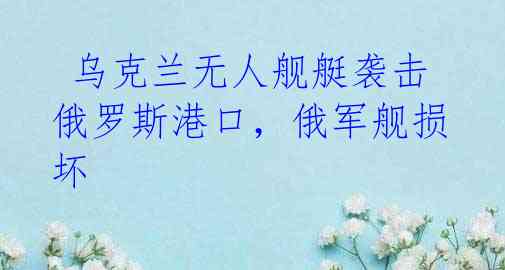 乌克兰无人舰艇袭击俄罗斯港口,俄军舰损坏