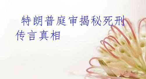 特朗普庭审揭秘死刑传言真相