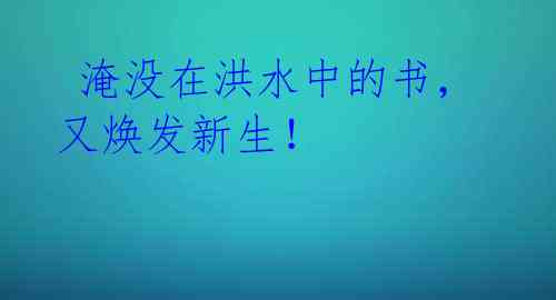 淹没在洪水中的书,又焕发新生!