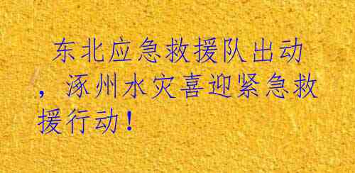 东北应急救援队出动,涿州水灾喜迎紧急救援行动!