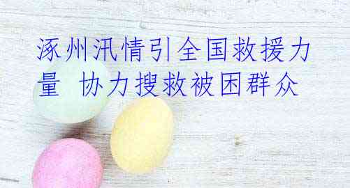 涿州汛情引全国救援力量 协力搜救被困群众