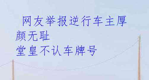 网友举报逆行车主厚颜无耻 堂皇不认车牌号