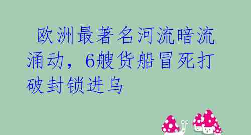  欧洲最著名河流暗流涌动，6艘货船冒死打破封锁进乌 