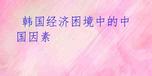 韩国经济困境中的中国因素