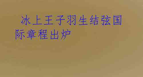 冰上王子羽生结弦国际章程出炉
