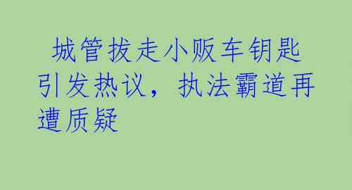 城管拔走小贩车钥匙引发热议,执法霸道再遭质疑