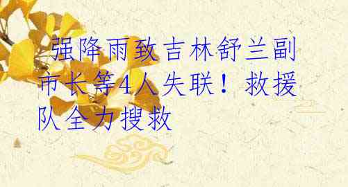强降雨致吉林舒兰副市长等4人失联!救援队全力搜救