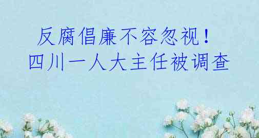 反腐倡廉不容忽视!四川一人大主任被调查
