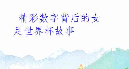 精彩数字背后的女足世界杯故事