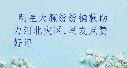 明星大腕纷纷捐款助力河北灾区,网友点赞好评