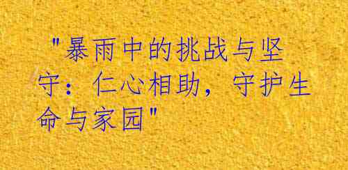 "暴雨中的挑战与坚守:仁心相助,守护生命与家园"