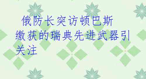  俄防长突访顿巴斯　缴获的瑞典先进武器引关注 