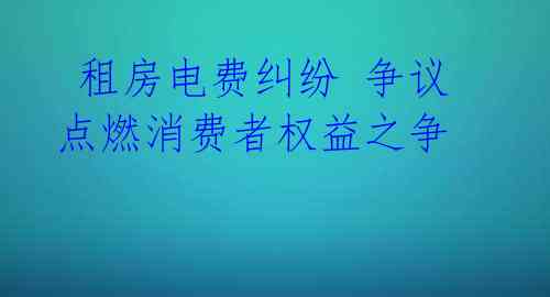  租房电费纠纷 争议点燃消费者权益之争 