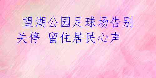  望湖公园足球场告别关停 留住居民心声 