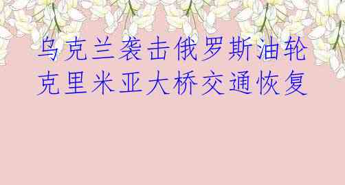  乌克兰袭击俄罗斯油轮 克里米亚大桥交通恢复 