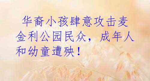华裔小孩肆意攻击麦金利公园民众,成年人和幼童遭殃!