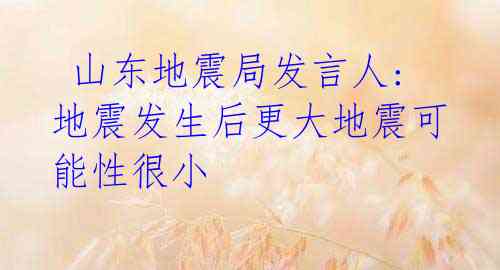  山东地震局发言人: 地震发生后更大地震可能性很小 