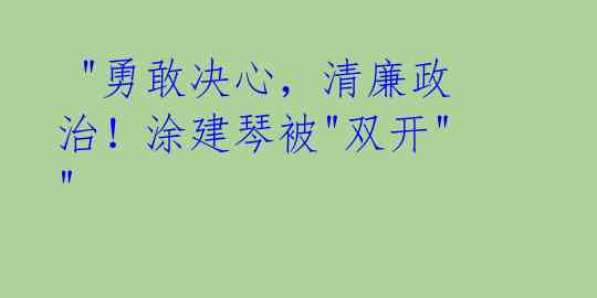 "勇敢决心,清廉政治!涂建琴被"双开""