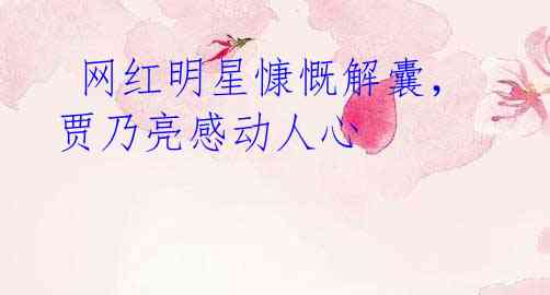 网红明星慷慨解囊,贾乃亮感动人心