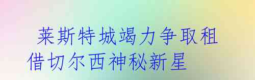  莱斯特城竭力争取租借切尔西神秘新星 