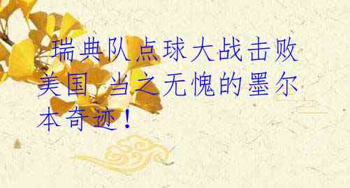 瑞典队点球大战击败美国 当之无愧的墨尔本奇迹!