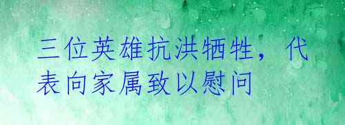三位英雄抗洪牺牲,代表向家属致以慰问
