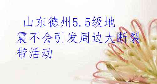 山东德州5.5级地震不会引发周边大断裂带活动